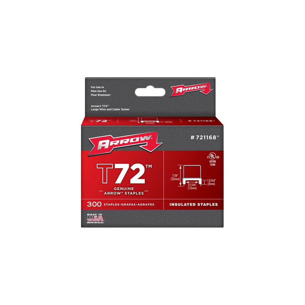 Arrow T72 Clear Insulated Staples Size: 13/64 X 31/64" - 5Mm X 12Mm Pack: 300