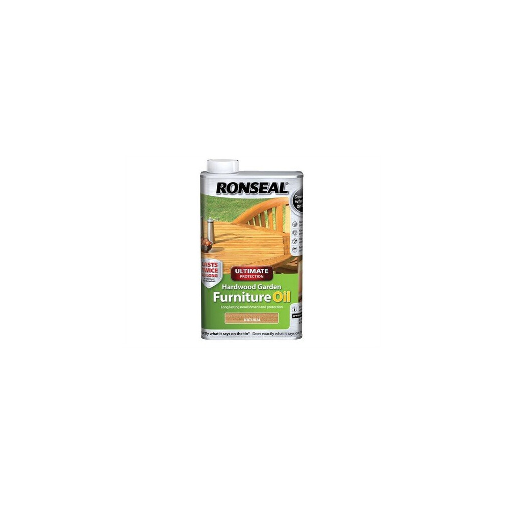 Ronseal 37355 Ultimate Protection Hardwood Garden Furniture Oil Natural Clear 500ml