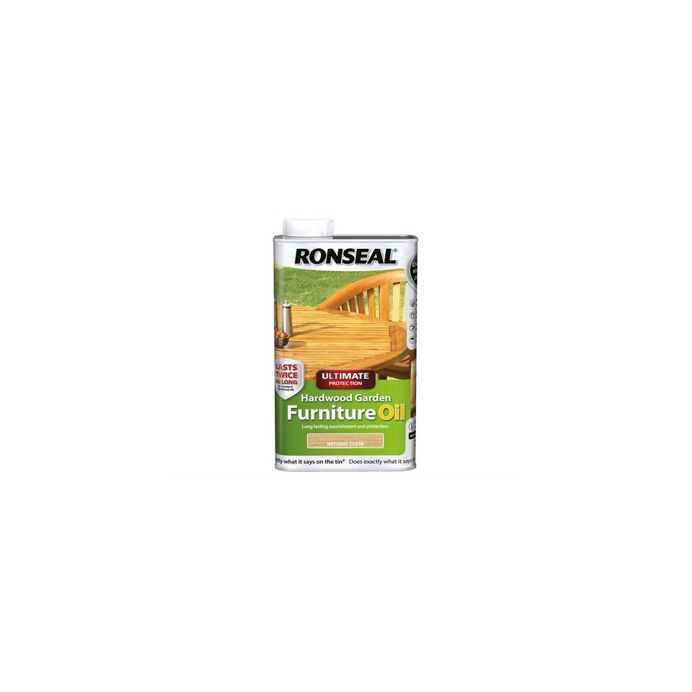 Ronseal 37356 Ultimate Protection Hardwood Garden Furniture Oil Natural 1 Litre