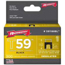 Arrow T59 Black Insulated Staples Size: 1/4" x 5/16" - 6mm x 8mm Pack: 300