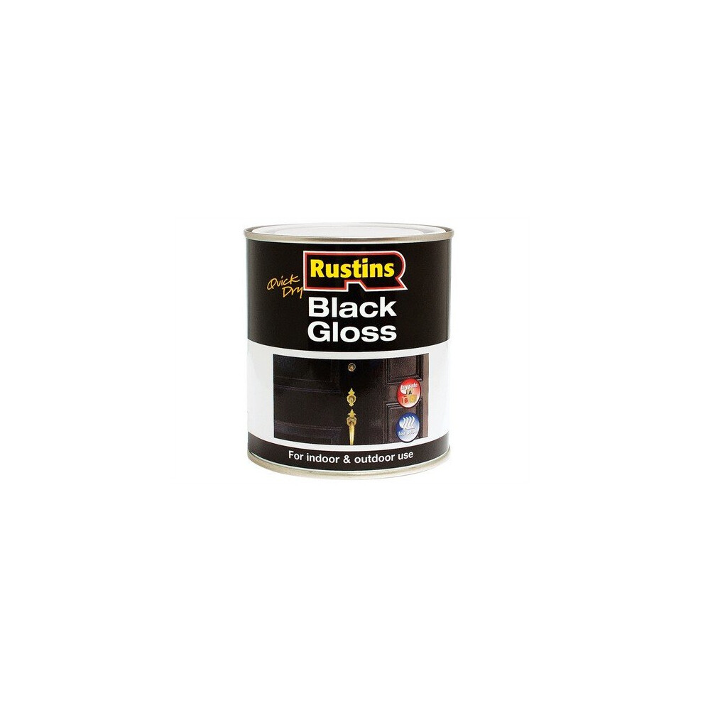 Rustins BLAGW1000 Gloss Paint Water Based Black 1 Litre