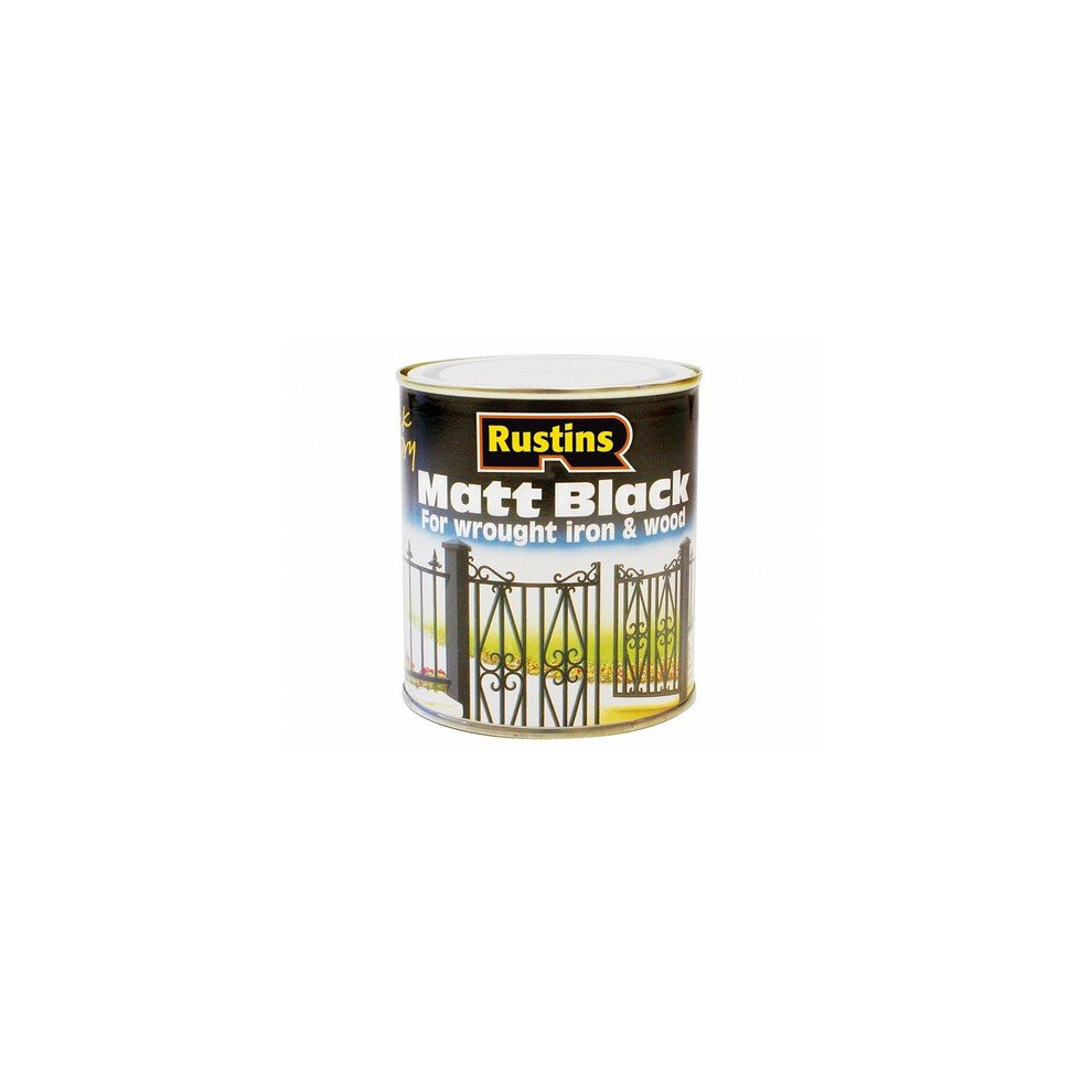 Rustins BLAM500 Matt Black Paint Quick Drying 500ml