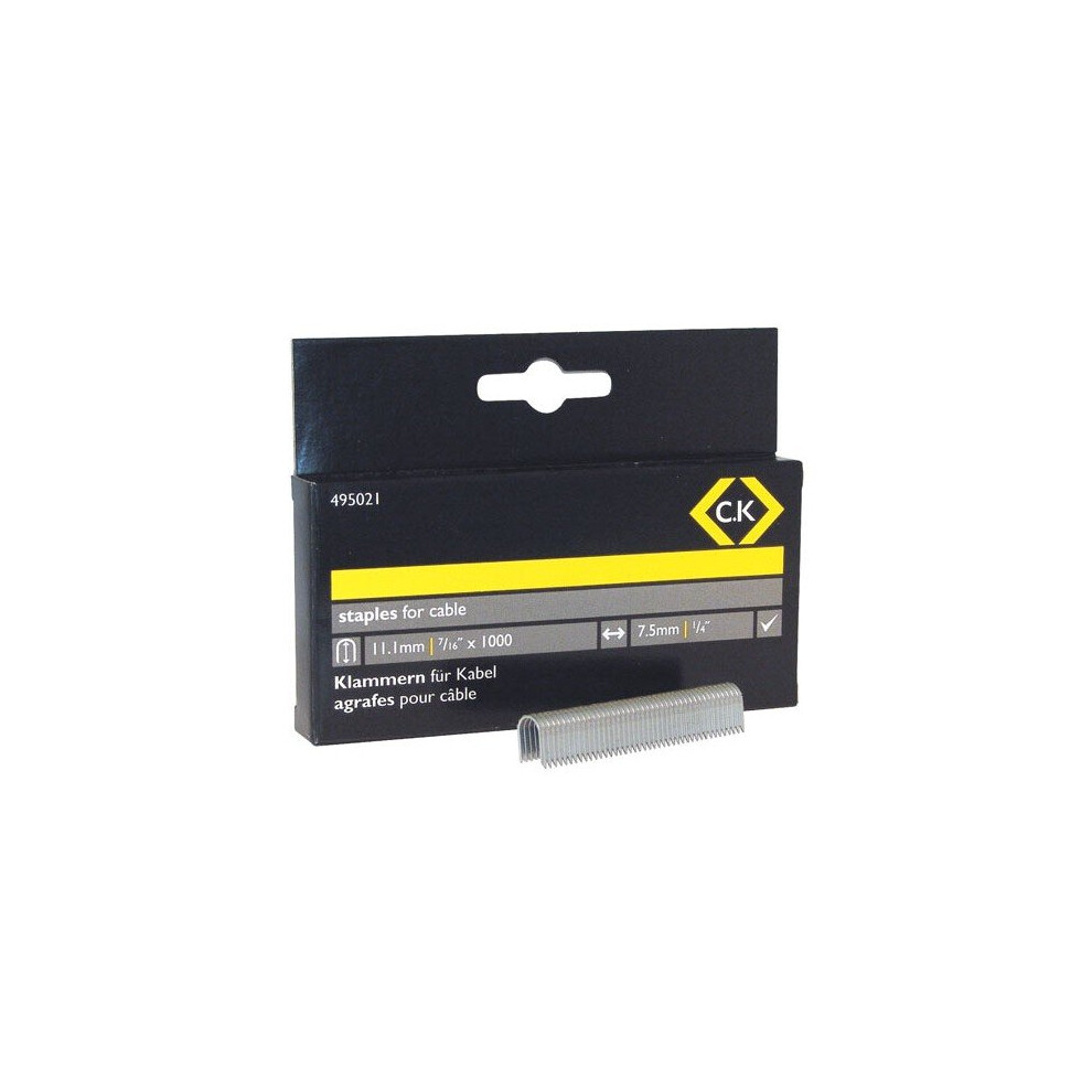 CK 495021 Cable staples 7.5mm wide x 11.1mm deep Box Of 1000