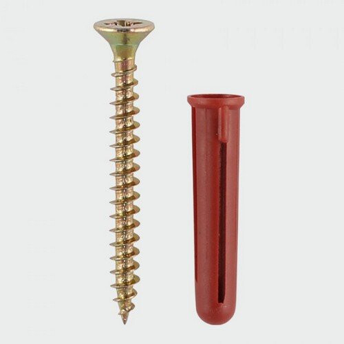 TIMco TIMco SRPLUGP Βίδες και κόκκινα πλαστικά βύσματα σακούλα των 25