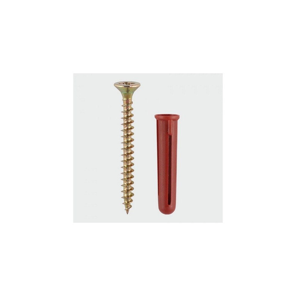 TIMco SRPLUGP Screws and Red Plastic Plugs Bag of 25