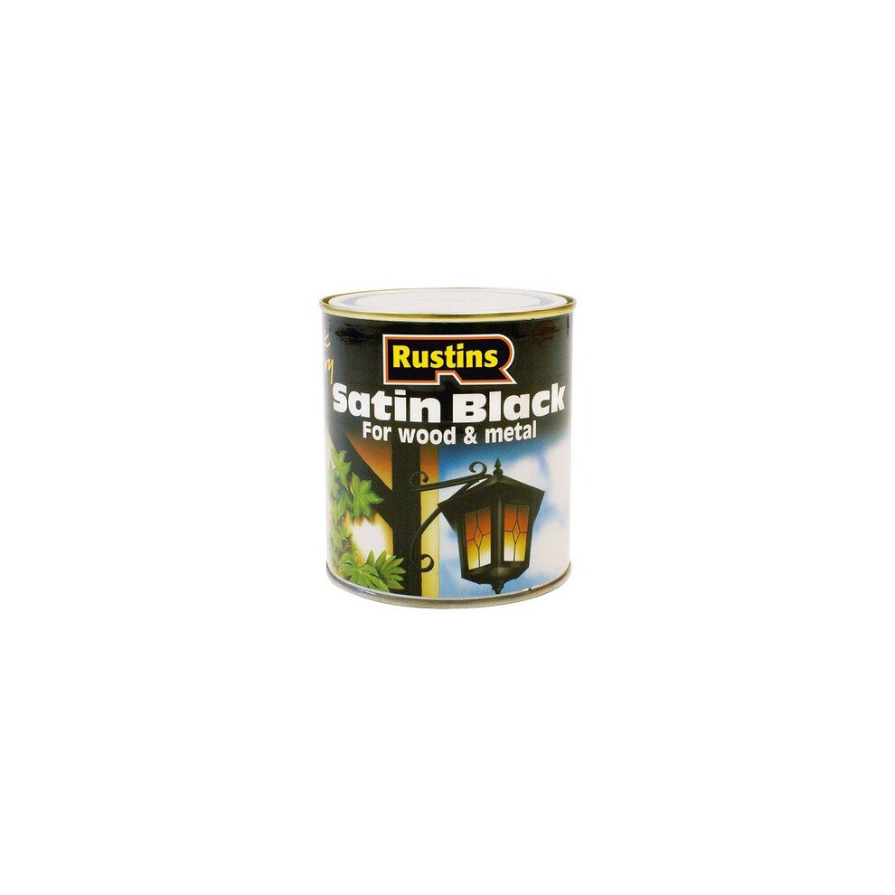 Rustins SATB250 Satin Black Quick-Dry Paint 250ml - RUSBS250