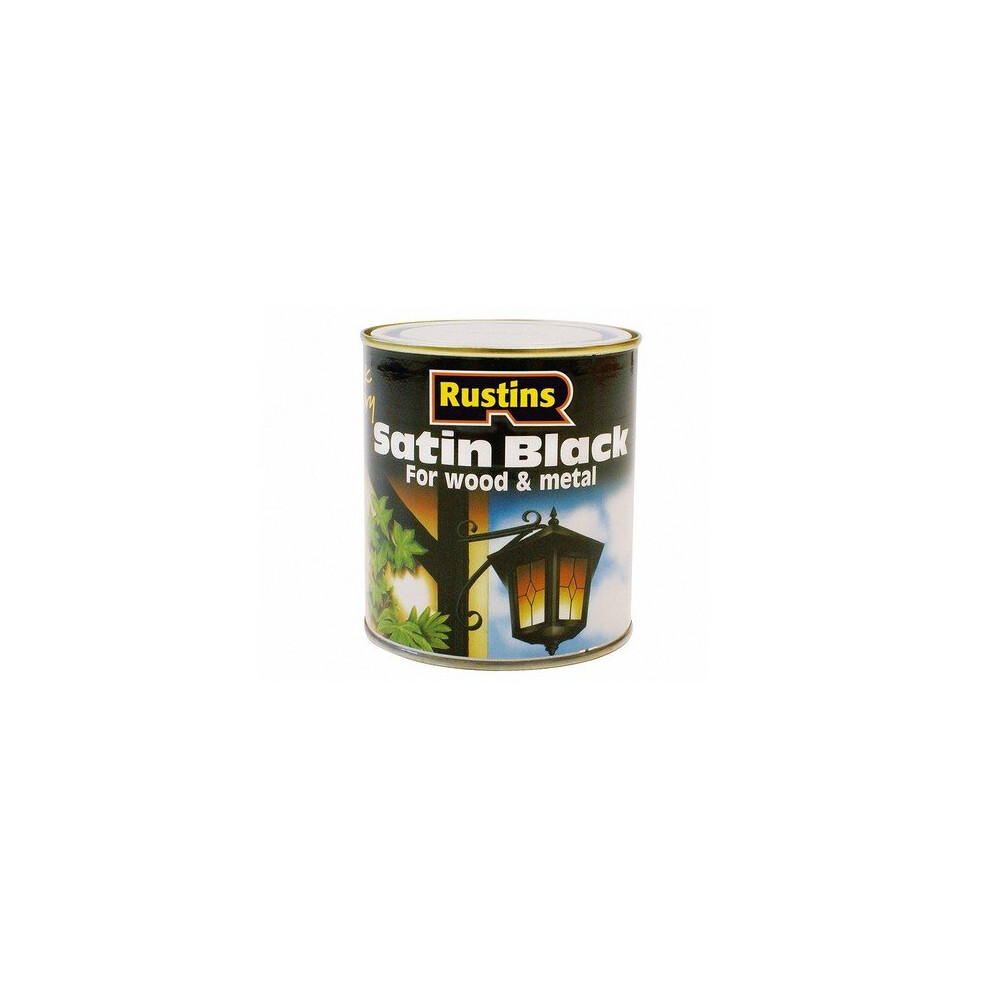 Rustins SATB1000 Satin Black Paint Quick Drying 1 Litre