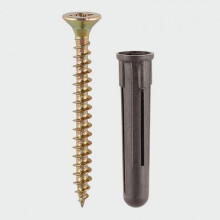TIMco SBPLUGP Screws and Brown Plastic Plugs Bag of 15