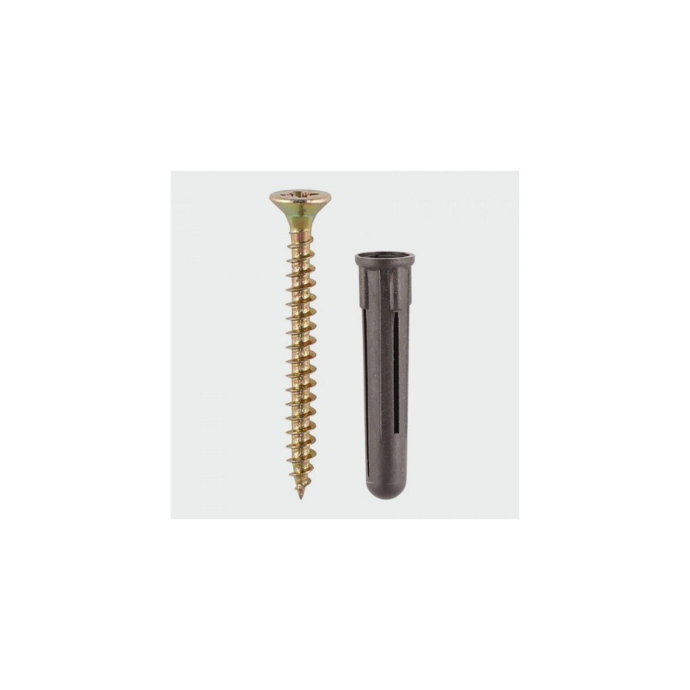 TIMco SBPLUGP Screws and Brown Plastic Plugs Bag of 15