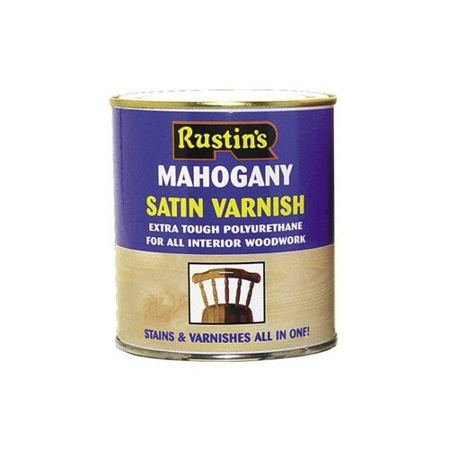 Rustins Rustins POSM500 Polyurethane Varnish & Stain Satin Mahogany 500ml