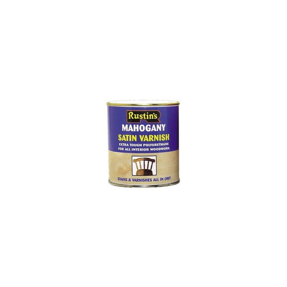 Rustins POSM500 Polyurethane Varnish & Stain Satin Mahogany 500ml