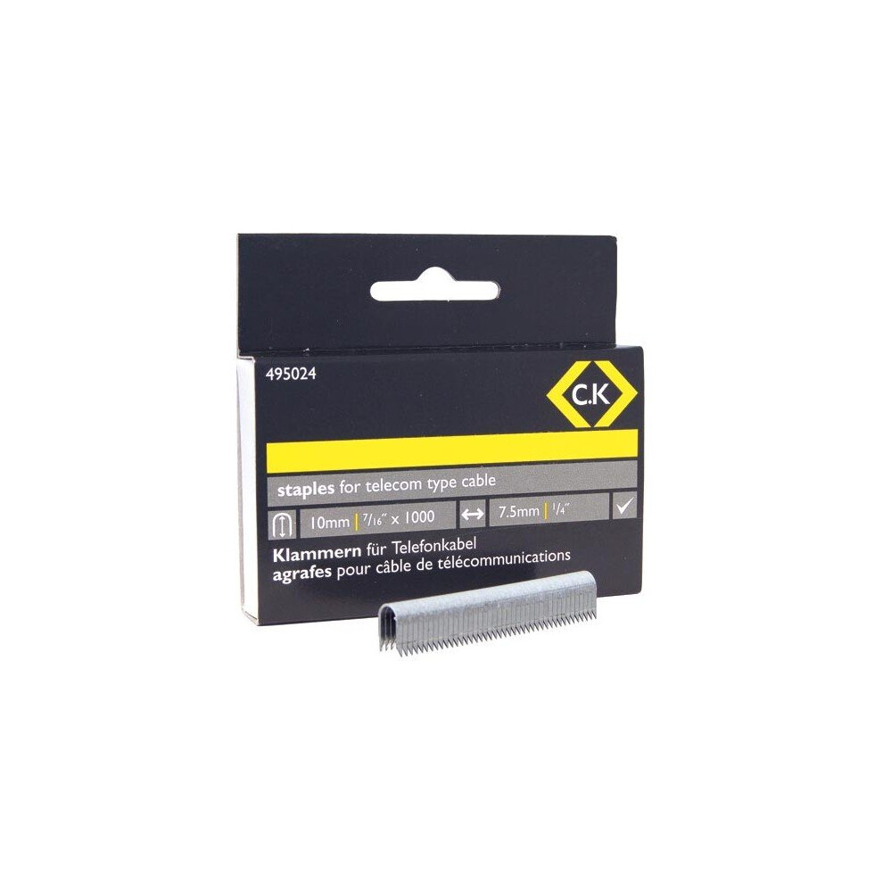 CK 495024 Telecom cable staples 4.5mm wide x 10mm deep Box Of 1000