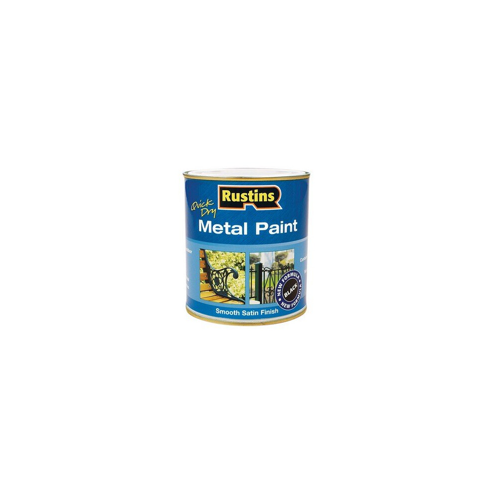 Rustins MPBK250 Metal Paint Smooth Satin Black 250ml