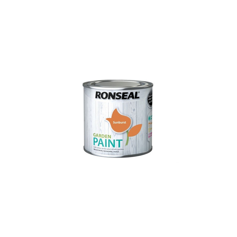 Ronseal Garden Paint Sunburst 250ml (RSLGPSB250) - Rainproof in 1 hour, waterproof coating for wood, metal, brick & stone