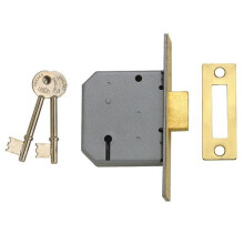 UNION J2177-PL-2.50 3 Lever Mortice Deadlock Polished Brass 65mm 2.5in Box