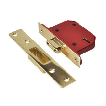 UNION Y2105S-PB-2.5 StrongBOLT Polished Brass 5 Lever Mortice Deadlock Visi 68mm 2.5in