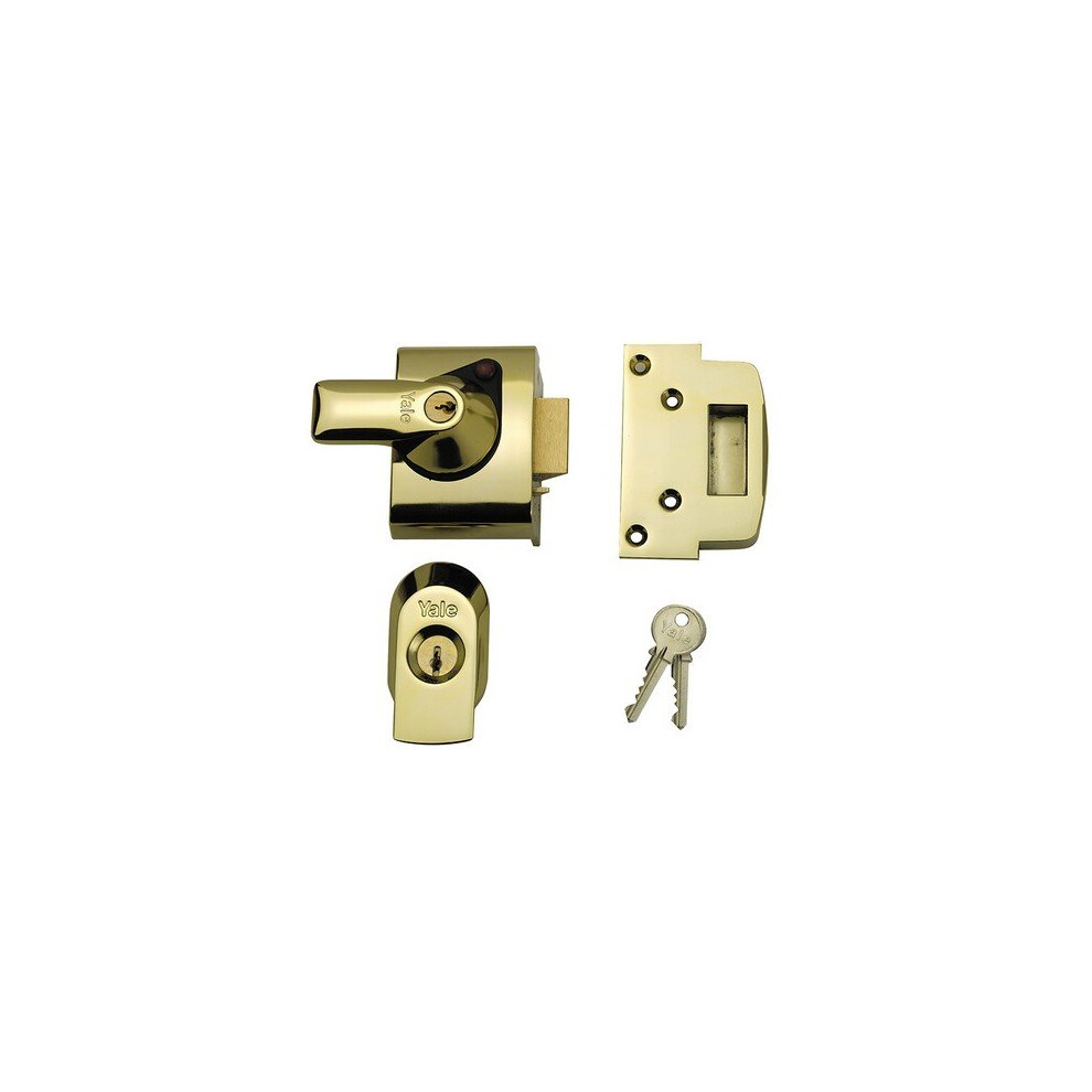 Yale P-BS2-BLX-PB-60 Maximum Security Double Locking Nightlatch 40mm Brass Cylinder Brasslux Case