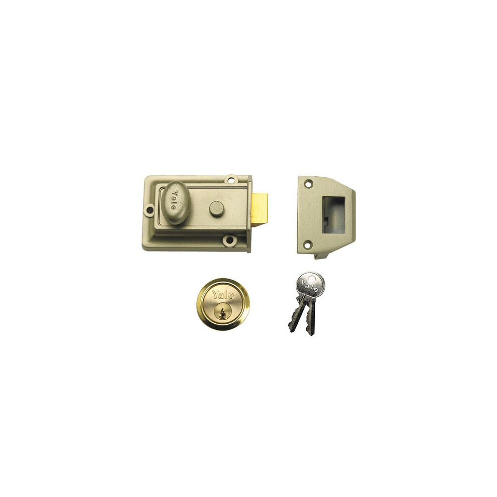 Yale B-77-ENB-PB-60 Traditional Style Nightlatch 60mm Brass Cylinder Grey Case
