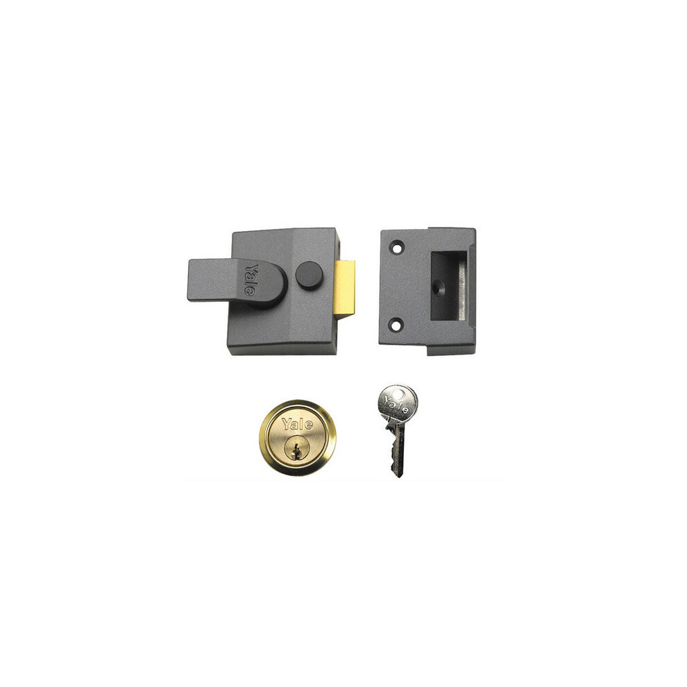 Yale B-85-DMG-PB-40 Deadlocking Nightlatch 40mm Brass Cylinder Grey Case