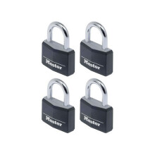 Master Lock 9140QBLK Aluminium Black Vinyl Cover 40mm Padlock 4 Pin - Keyed Alike x 4