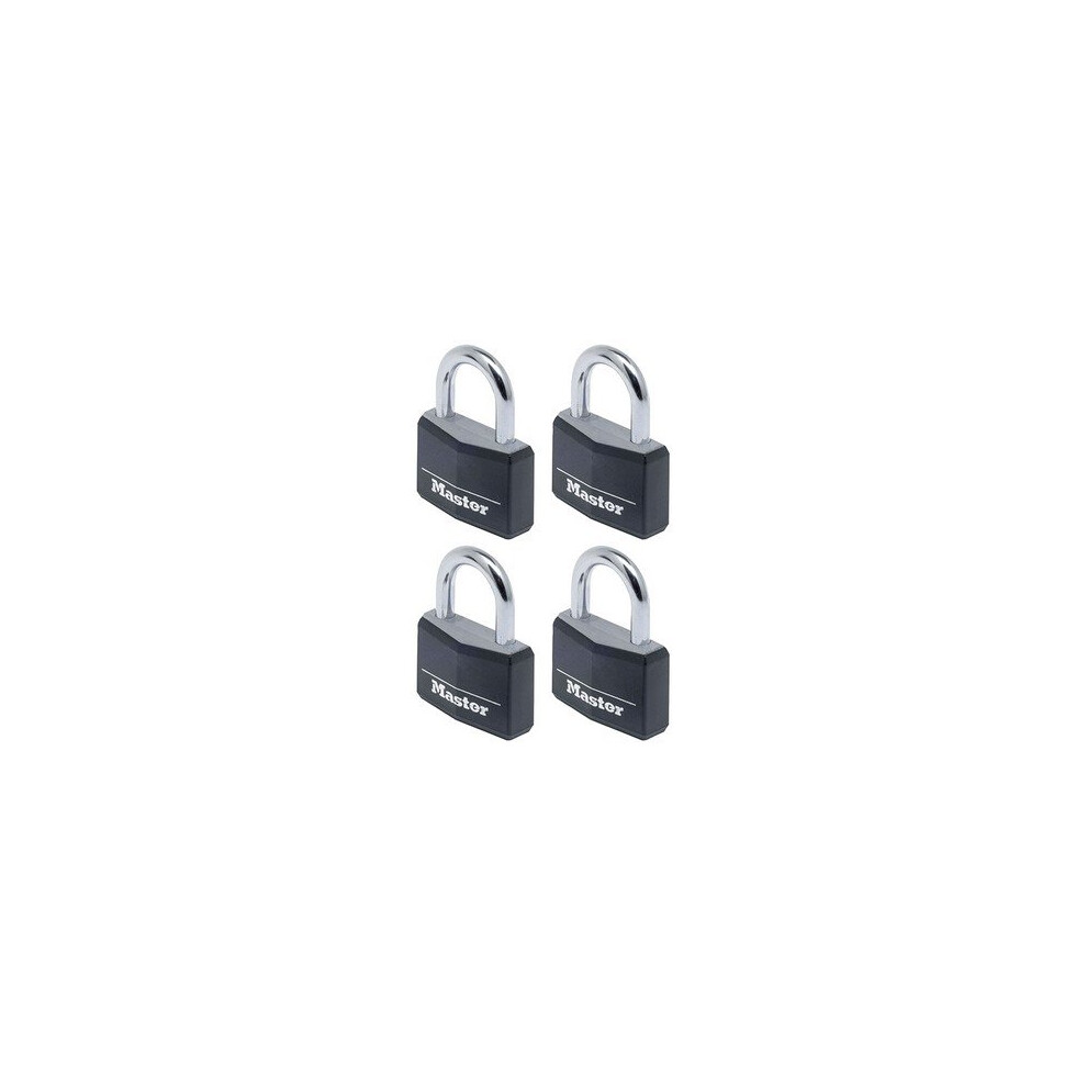 Master Lock 9140QBLK Aluminium Black Vinyl Cover 40mm Padlock 4 Pin - Keyed Alike x 4