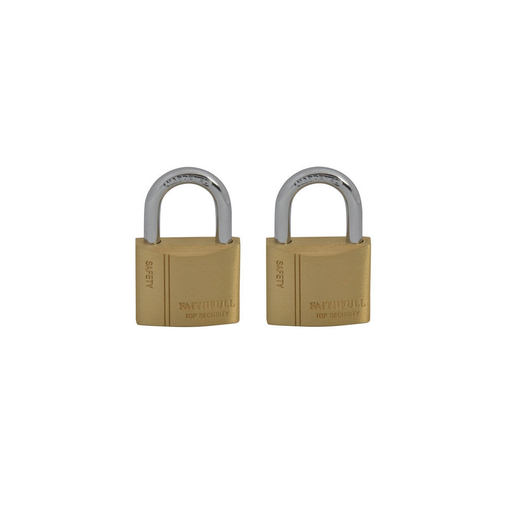 Faithfull FAIPLB40KA Brass Padlock Keyed Alike 2 x 40mm-image-OPC-PQSWJD-NEW