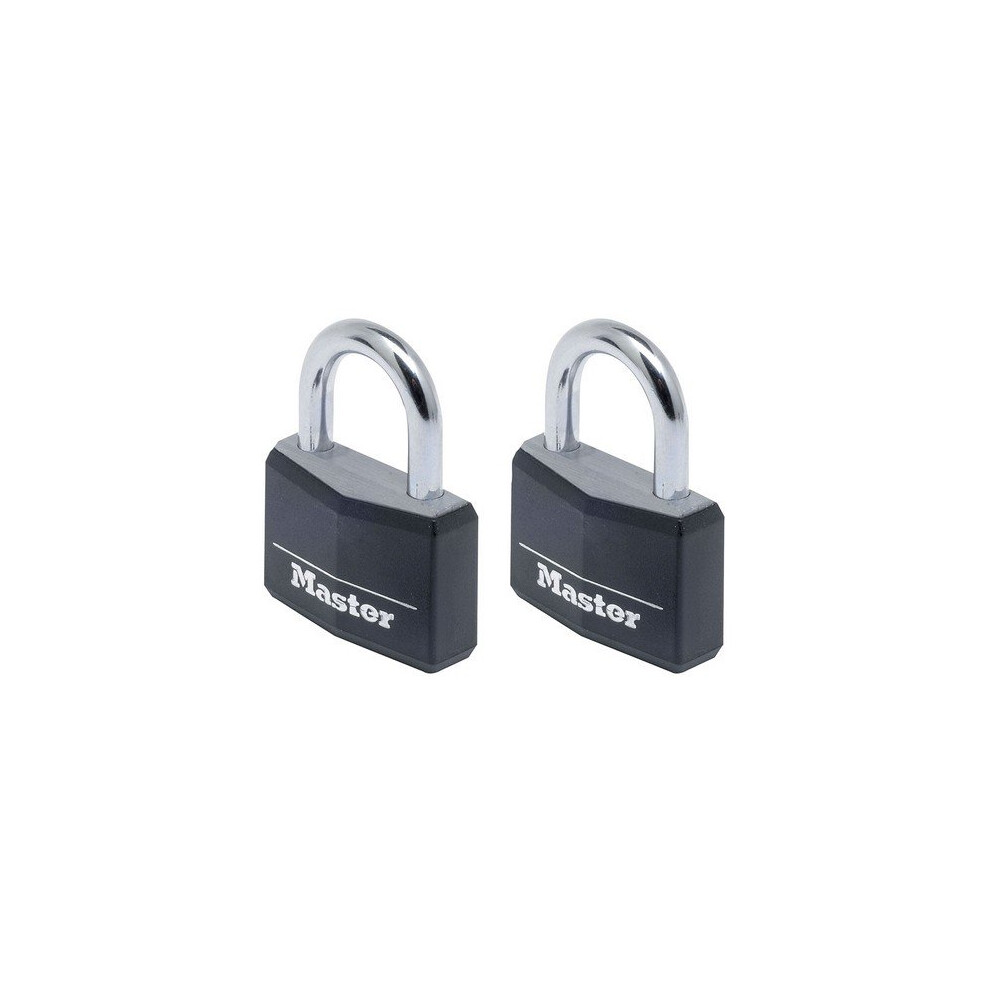 Master Lock 9140TBLK Aluminium Black Vinyl Cover 40mm Padlock 4 Pin - Keyed Alike x 2-image-OPC-PQSWF7-NEW