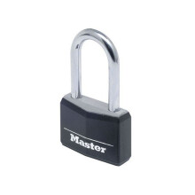 Master Lock 9140BLKLF Aluminium Black Vinyl Cover 40mm Padlock 4 Pin - 38mm Shackle