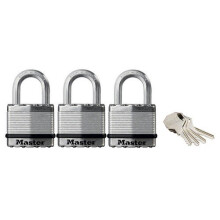 Master Lock M1TRI Excell Laminated Steel 45mm Padlock - 24mm Shackle - Keyed Alike x 3