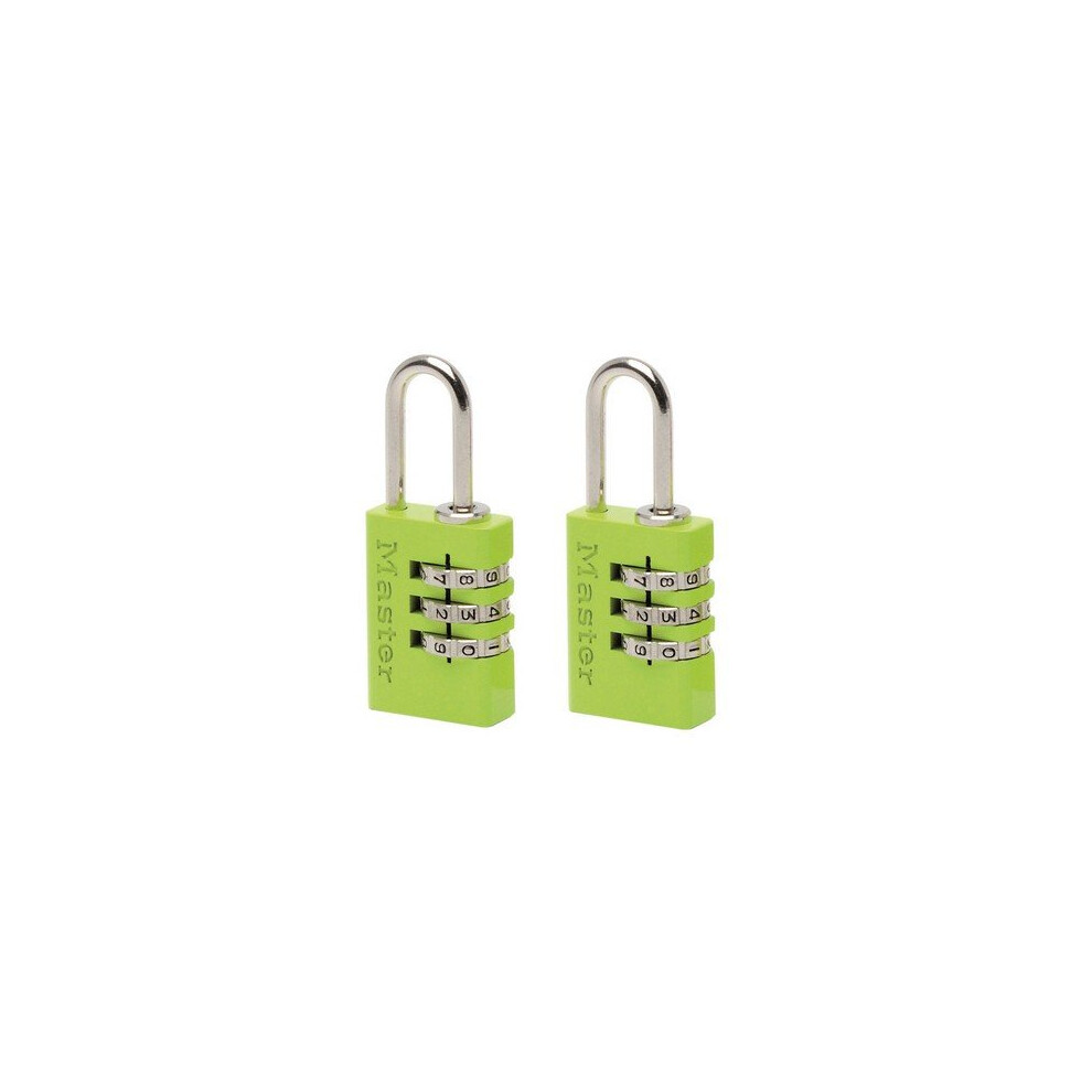 Master Lock 7620EURTCOL Aluminium Combination Padlocks 3 Digit Colour 20mm x 2