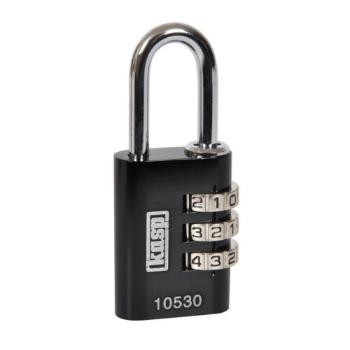 Kasp K10530BLAD Aluminium Combination Padlock 30mm Black