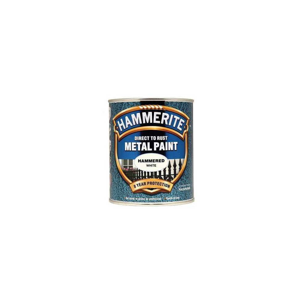 Hammerite HFW750 Direct to Rust Hammered Finish Metal Paint White 750ml