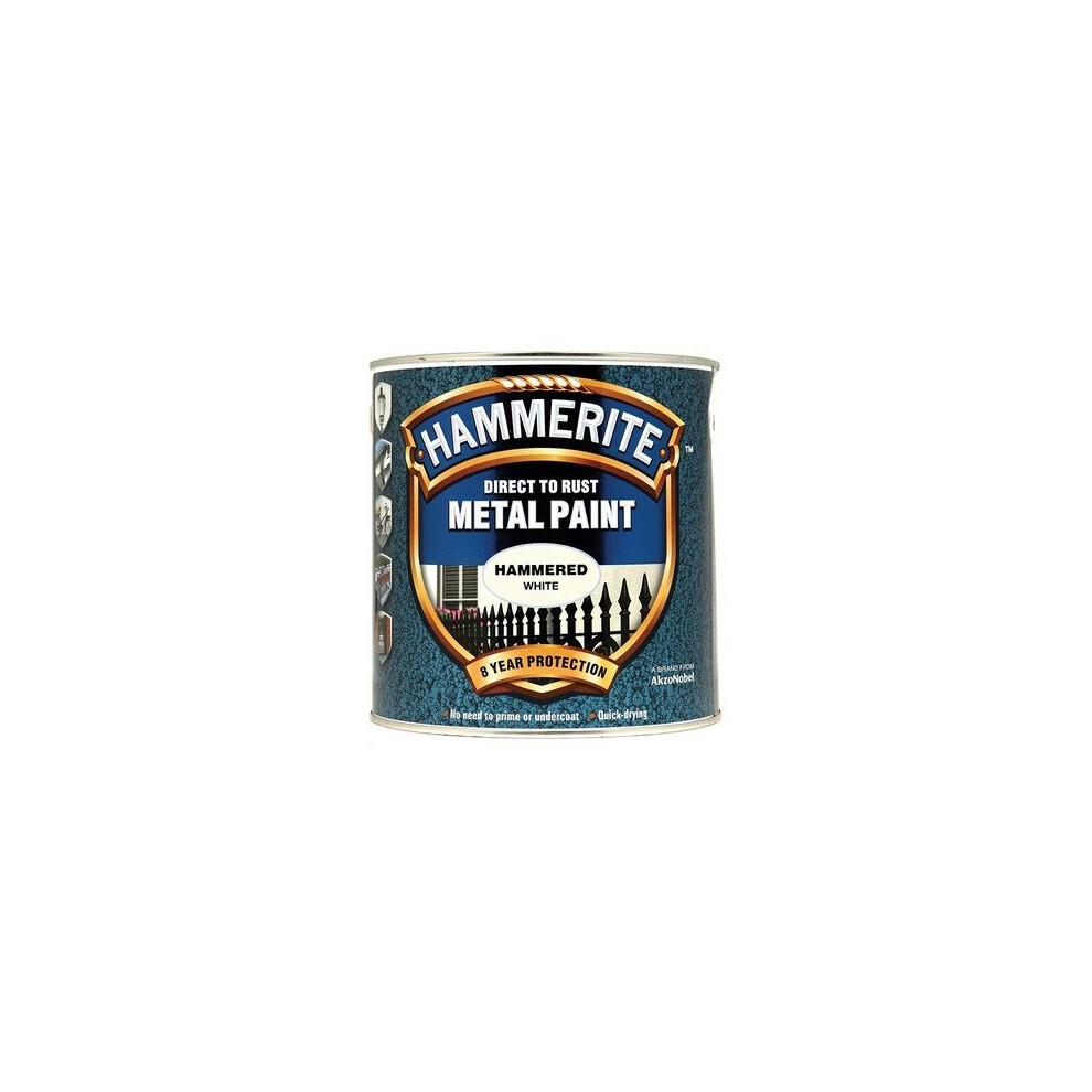 Hammerite HFW25L Direct to Rust Hammered Finish Metal Paint White 2.5 Litre
