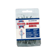 Faithfull FAIAR4S100 Aluminium Rivets 4mm x 7mm Short Pre-Pack of 100