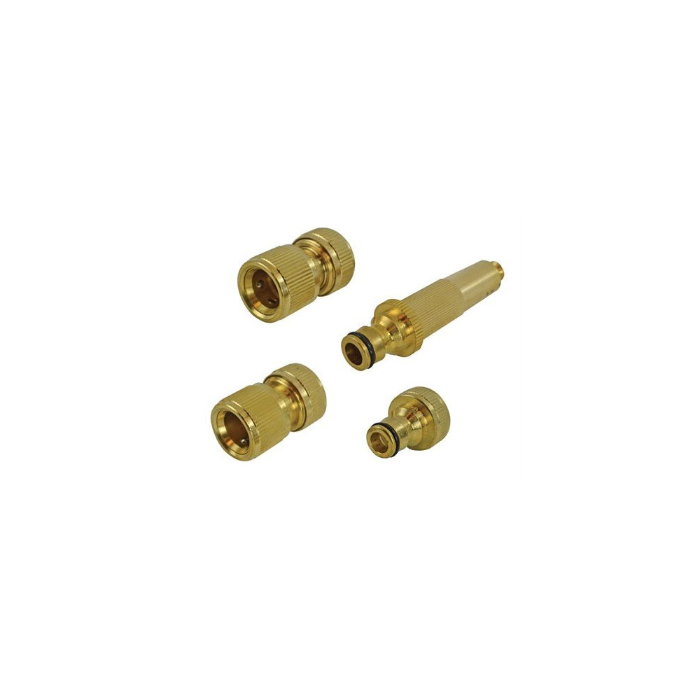 Faithfull Faihoseset4 Brass Nozzle & Fittingsâ Kit 4 Piece 12.5Mm (1/2In)