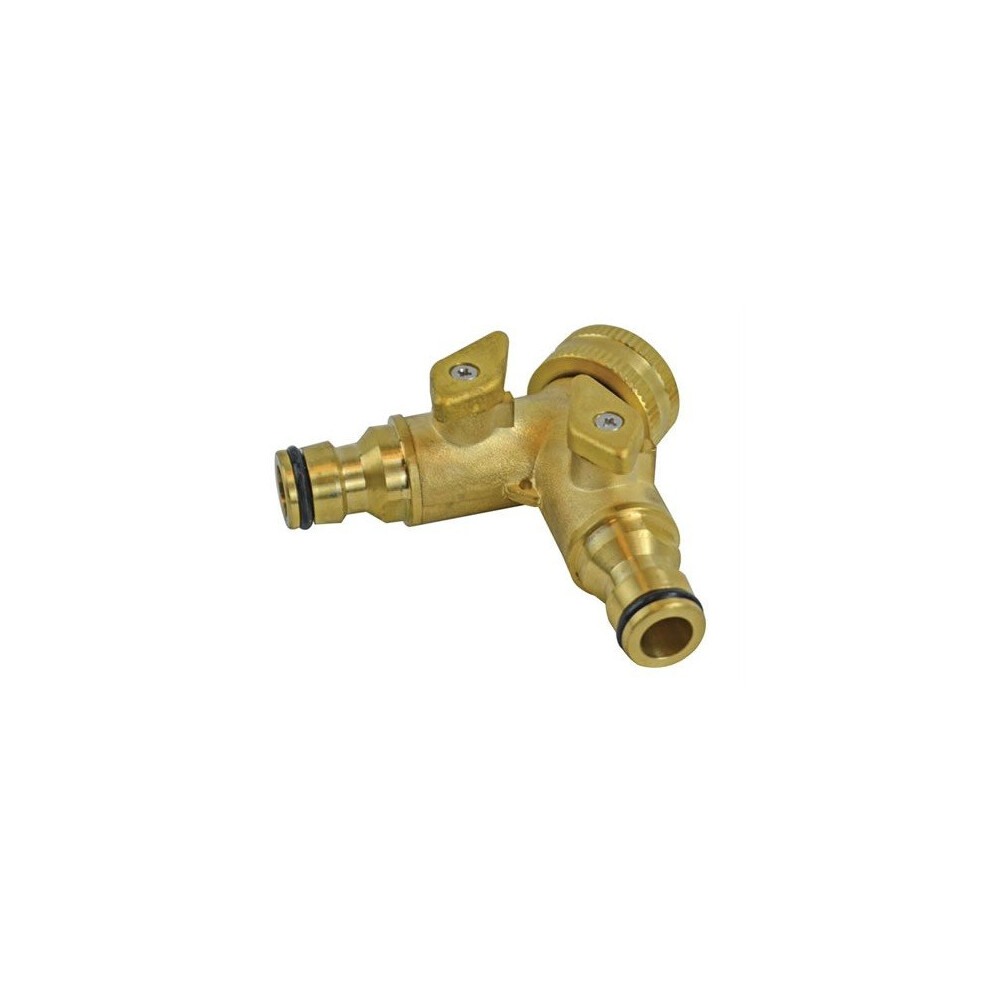 Faithfull FAIHOSE2WAY 2 Way Shut Off Valve 19mm (3/4in) to 2 x 12.5mm (1/2in)