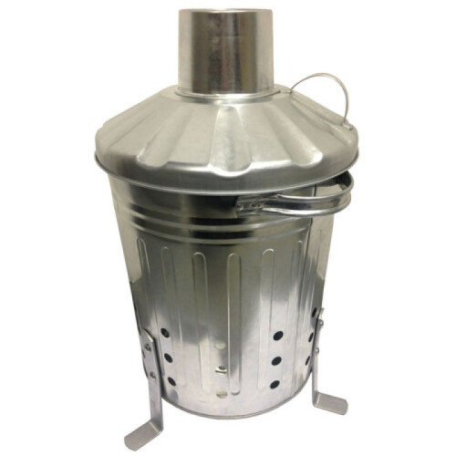Galvanised Mini Garden Incinerator And Lid Fire Bin 13 Litre