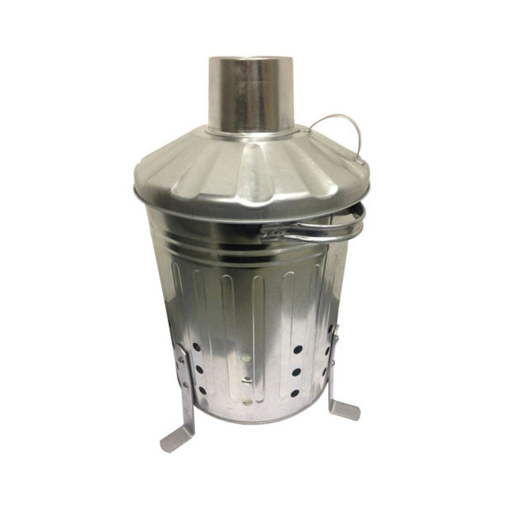 Galvanised Mini Garden Incinerator And Lid Fire Bin 13 Litre