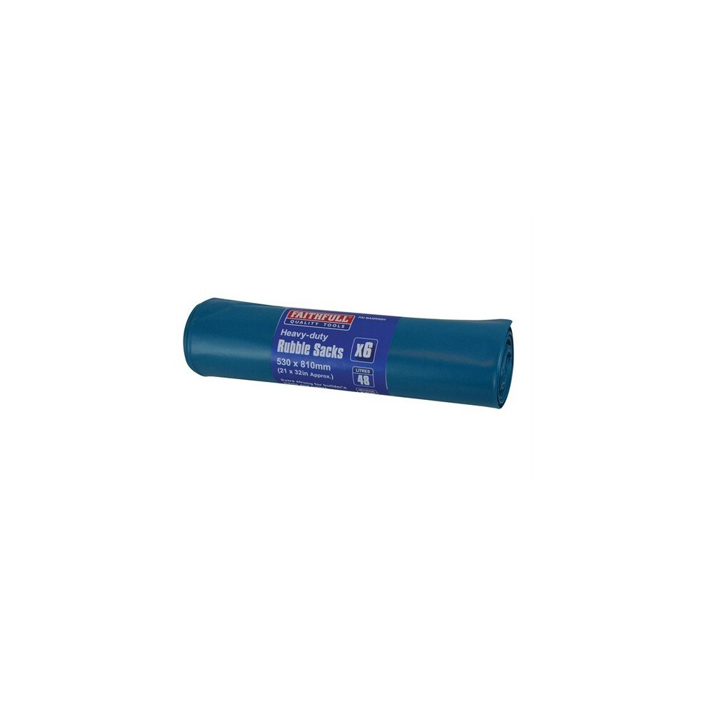 Faithfull FAIBAGRS6H Blue Heavy-Duty Rubble Sacks Pack of 6