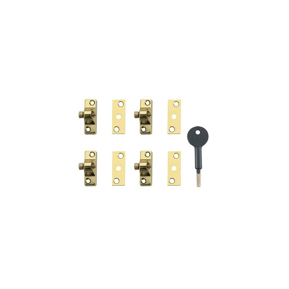 Yale Locks V-8K118-4-EB Economy Window Lock Electro Brass Finish Pack of 4 Visi