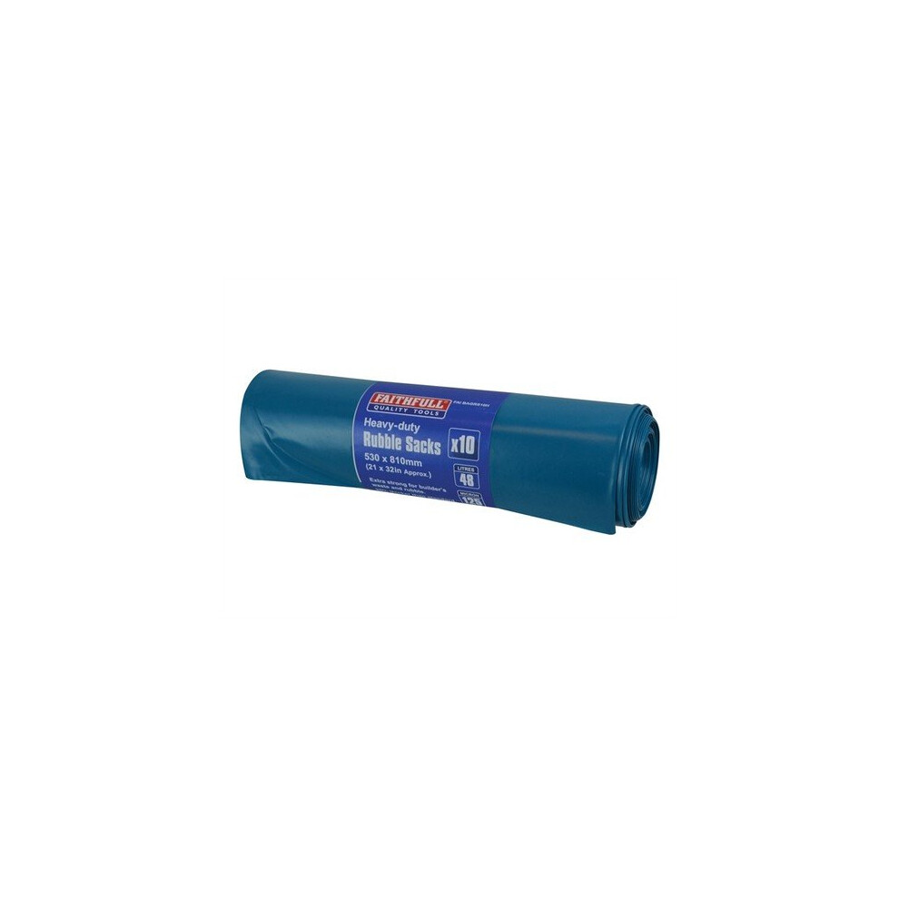 Faithfull FAIBAGRS10H Blue Heavy-Duty Rubble Sacks Pack of 10