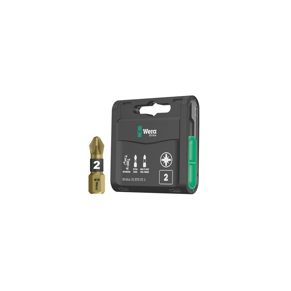Wera WER057762 Bit-Box 20 BTH BiTorsion Extra-Hard Bits PZ2 x 25mm 20 Piece