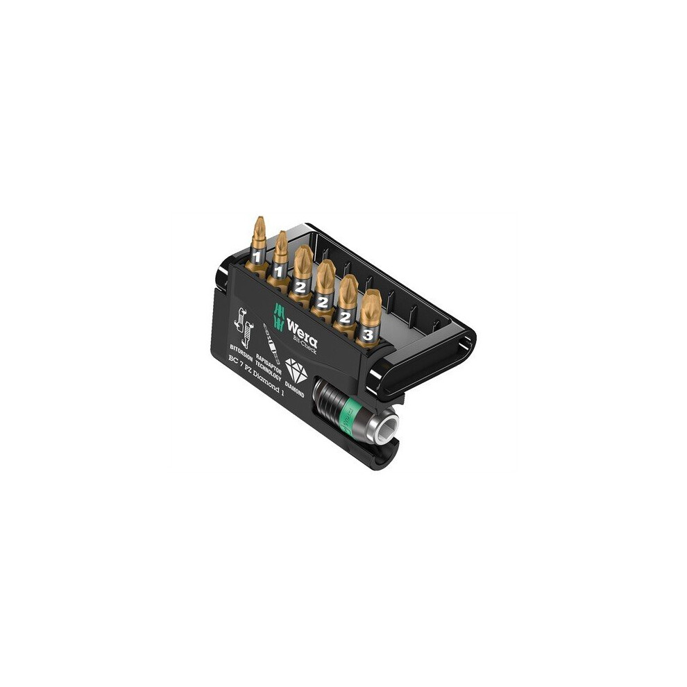 Wera 5057412001 Bit-Check 7 Diamond 1 BiTorsion Diamond Set of 7 PZ