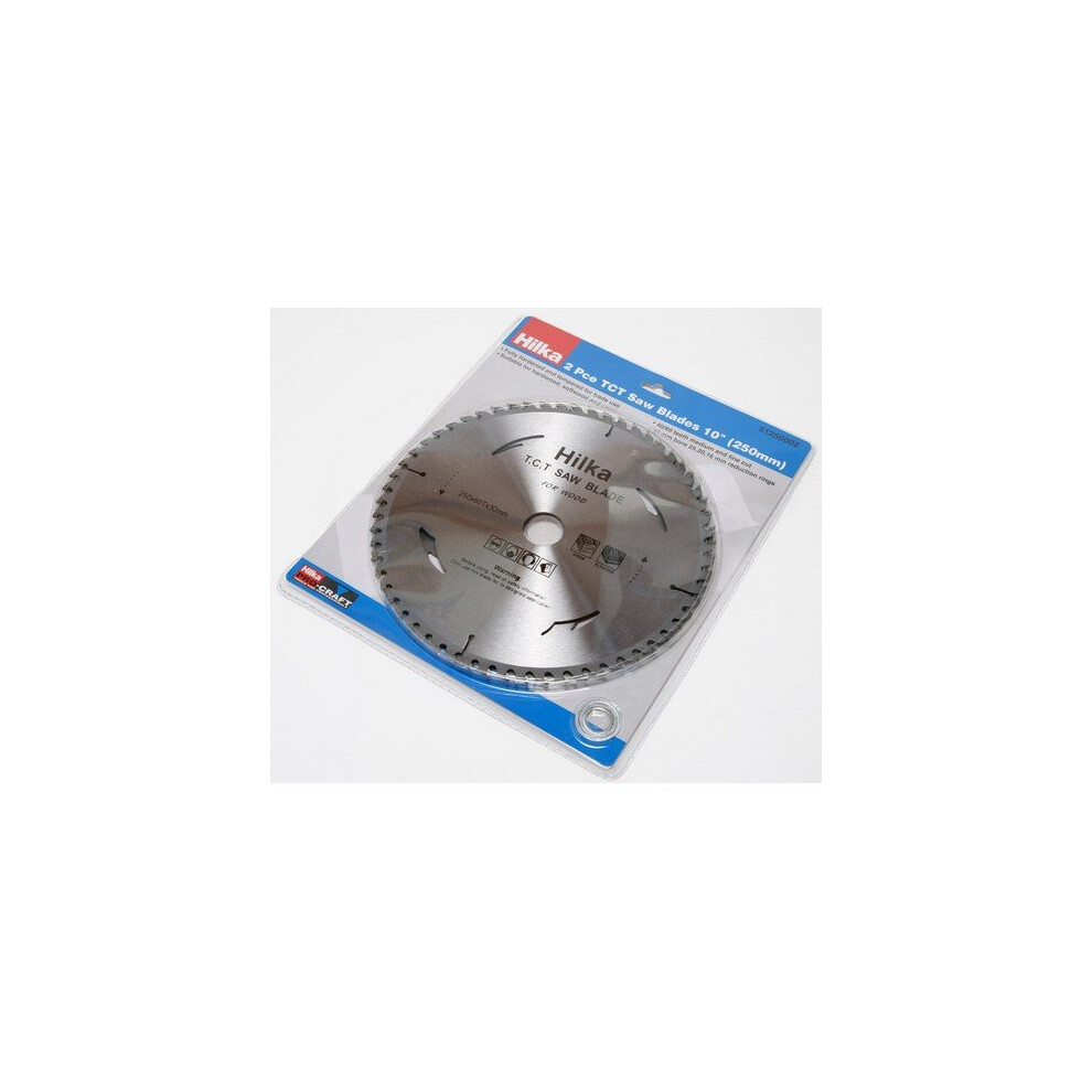 Hilka 51250002 TCT Circular Saw Blades 10" 250mm Pack of 2 Assorted Teeth