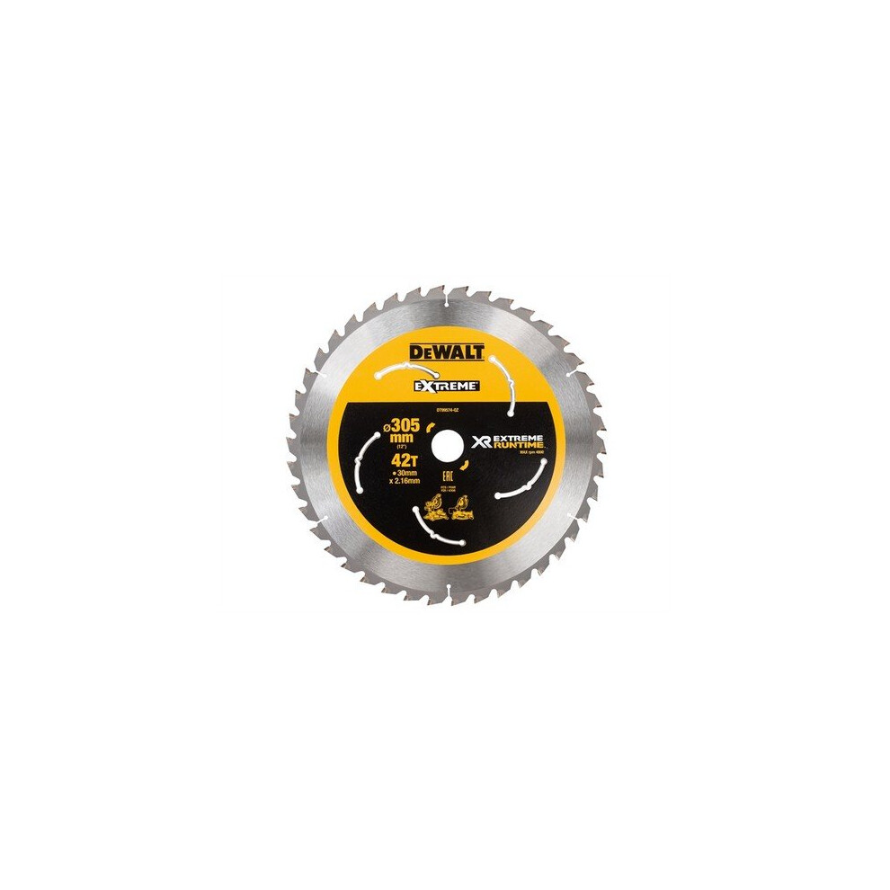 DEWALT DEWDT99574QZ FlexVolt XR Mitre Saw Blade 305 x 30mm x 42T