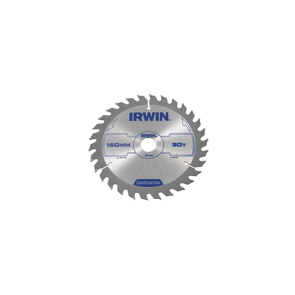 Irwin Construction Circular Saw Blade 150 X 20Mm X 30T Atb - Grey - Image 5