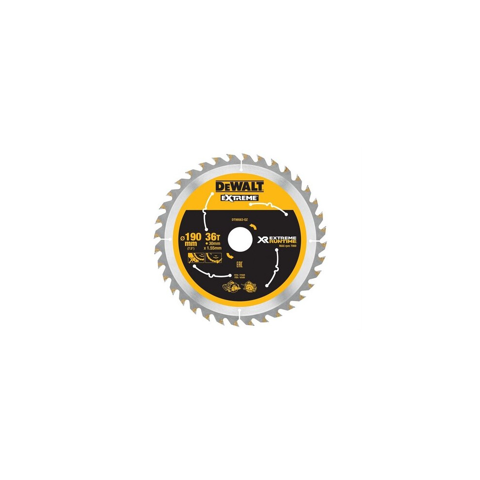 DeWalt DT99563-QZ Xtreme Runtime FlexVolt Circular Saw Blade 190mm x 30mm 36T