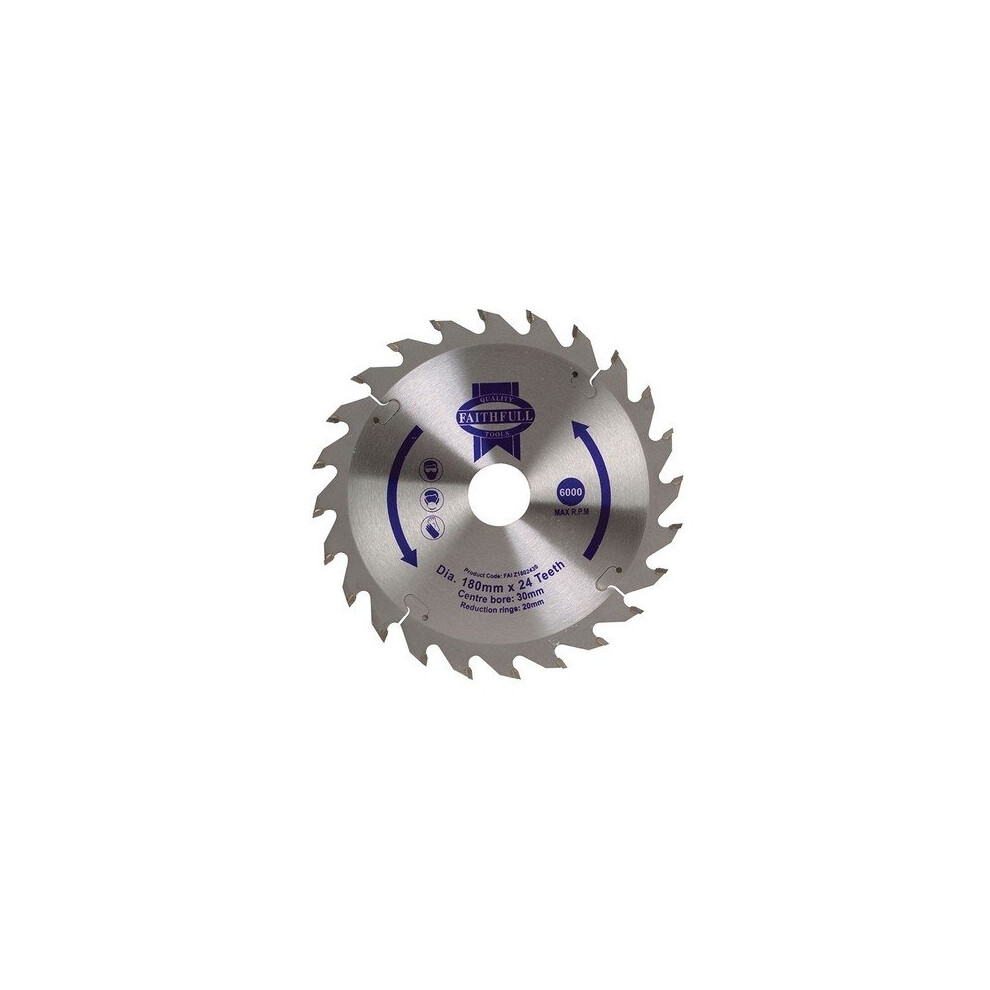 Faithfull FAIZ1802430 Circular Saw Blade 180 x 20/30mm x 24T Fast Rip