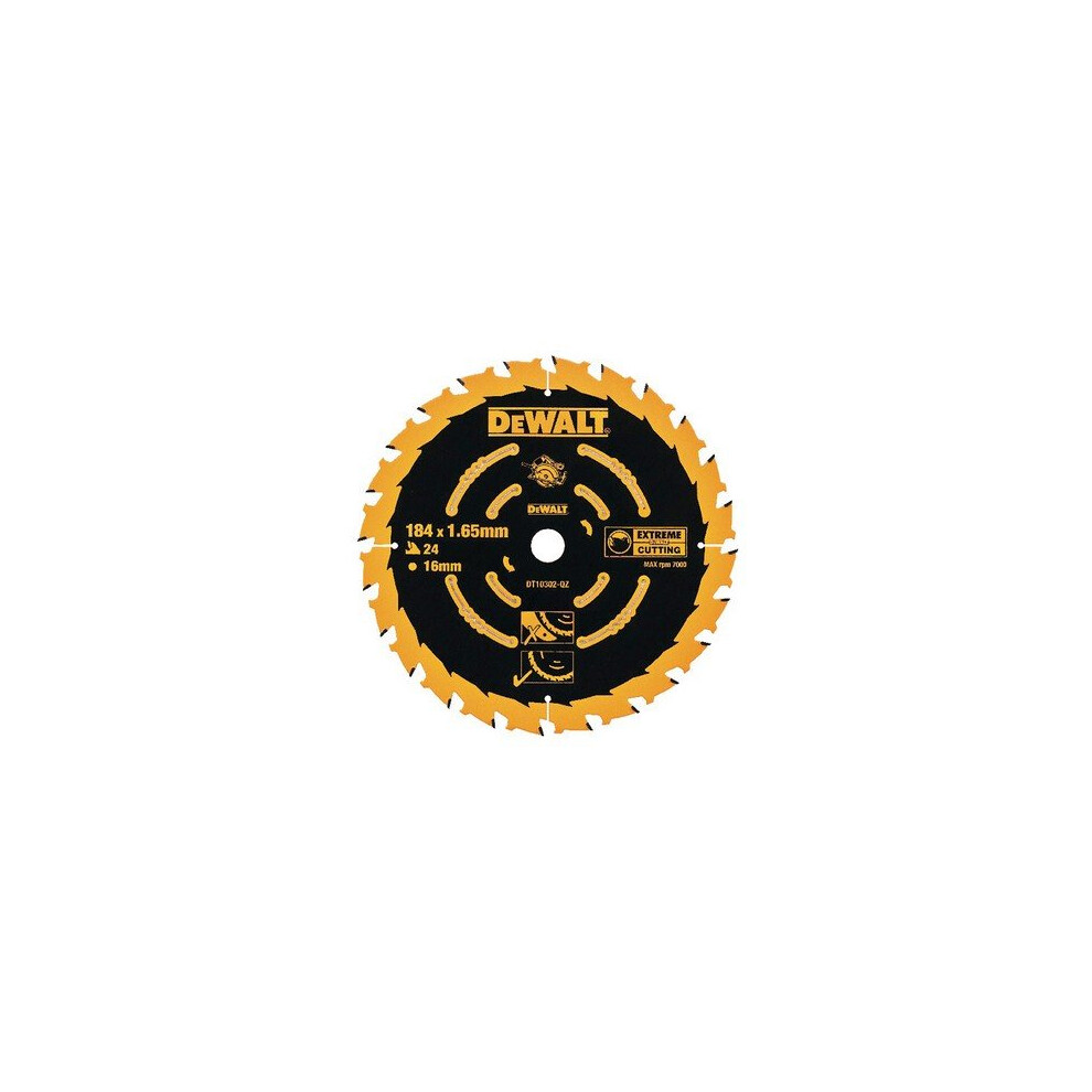 DeWalt DT10302-QZ Circular Saw Blade 184mm x 16mm x 24 Teeth Corded Extreme Framing