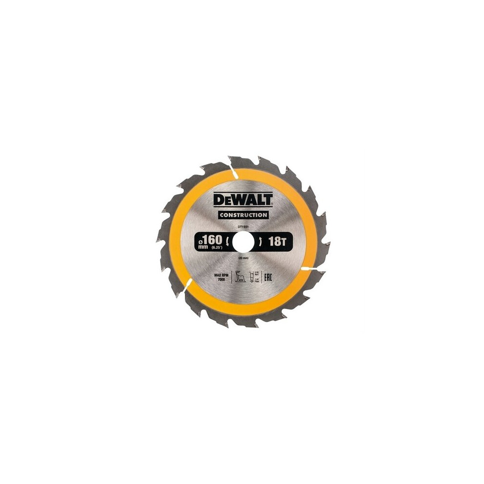 DeWalt DT1931-QZ Construction Circular Saw Blade 160 x 20mm x 18T